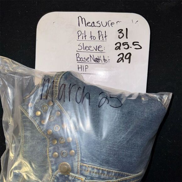 Women's Plus‎ Size 4X Studded Denim Jacket Blue Mid-Length Casual Wear - Picture 8 of 8